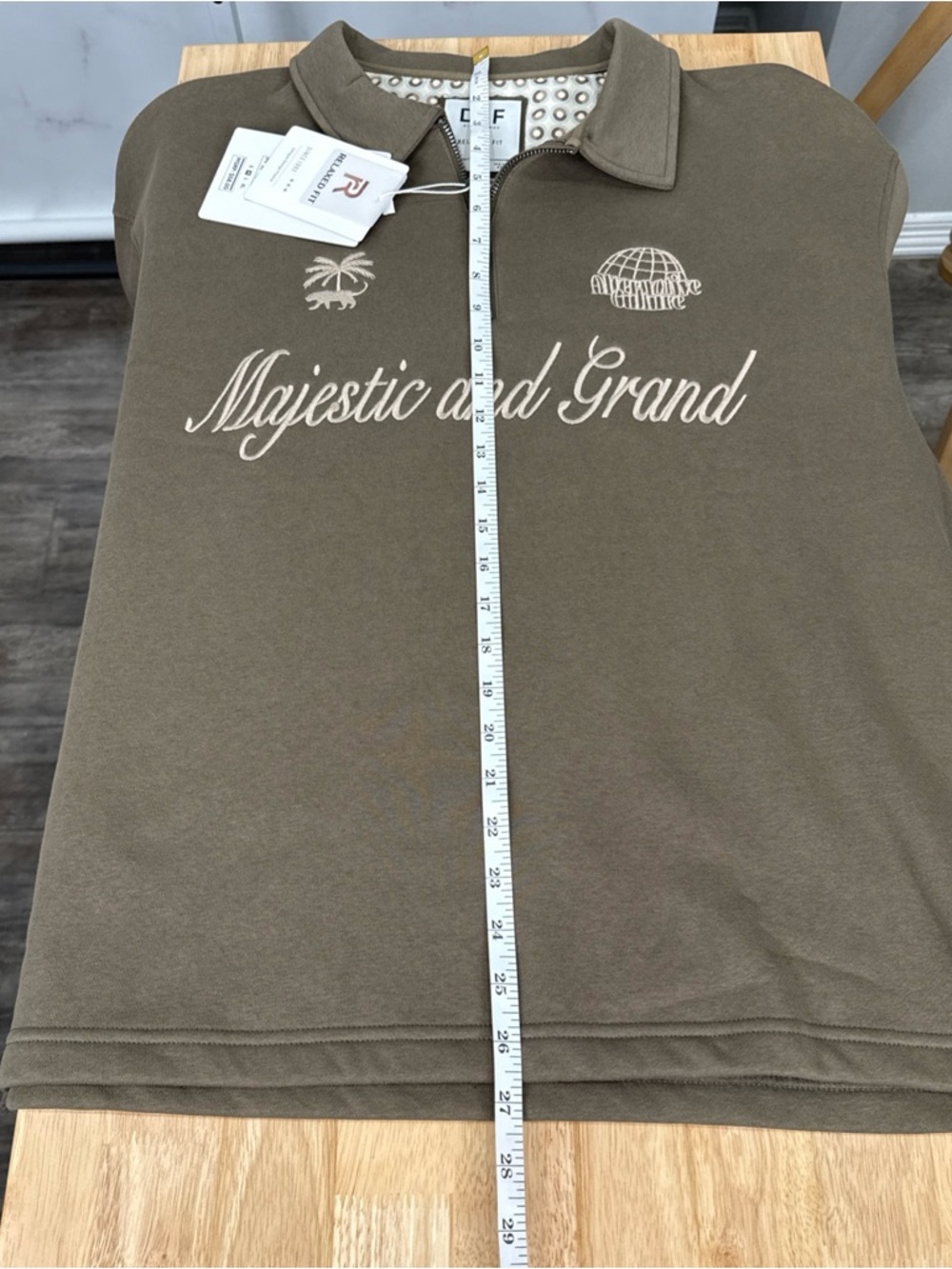 D & F Ricky Singh Mens M Olive Quarter Zip “Majestic & Grand” Sweatshirt NEW - Picture 7 of 11